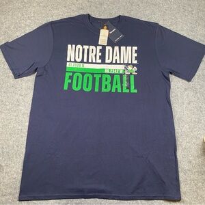 Men’s Notre Dame Fighting Irish Navy Blue Football T-Shirt, NWT, Large